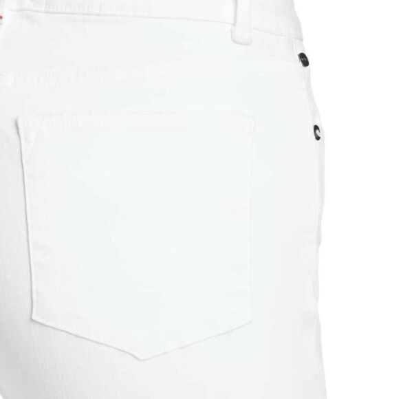 Alice + Olivia AO LA Zoe Ruffled Hem Jeans in White Vintage Sugar - Picture 3 of 7